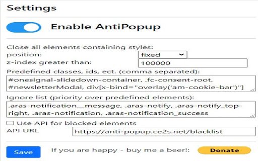 Anti Popup  from Chrome web store to be run with OffiDocs Chromium online