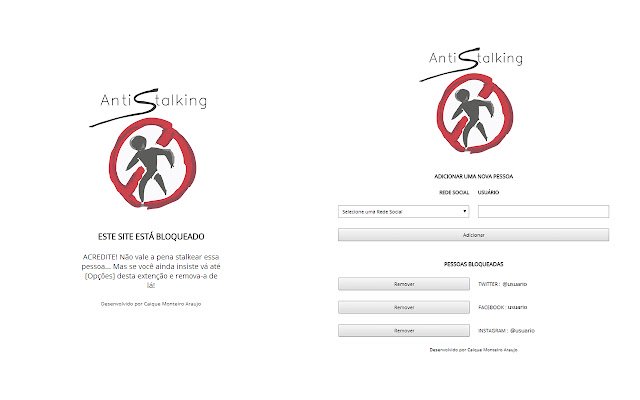 AntiStalking dal negozio web di Chrome da eseguire con OffiDocs Chromium online