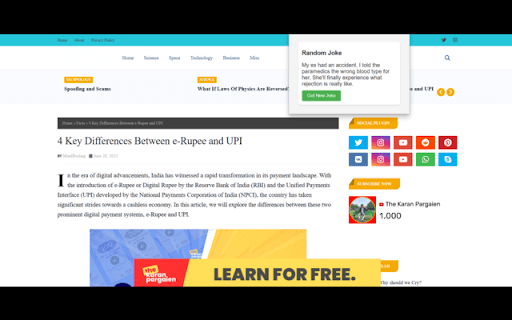 Any Jokes  from Chrome web store to be run with OffiDocs Chromium online