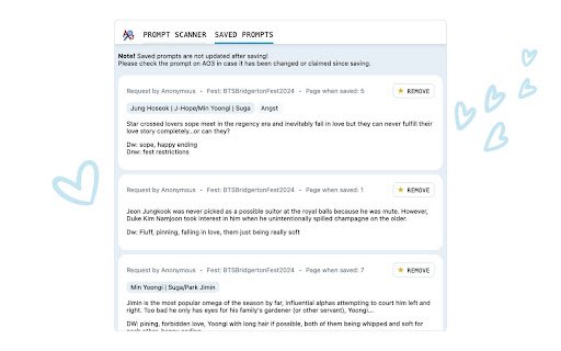 AO3 Prompt Scanner  from Chrome web store to be run with OffiDocs Chromium online