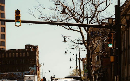 A Police Car Making a Turn at an Intersection  from Chrome web store to be run with OffiDocs Chromium online