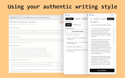 Applai: AI job application copilot and ghost writer  from Chrome web store to be run with OffiDocs Chromium online