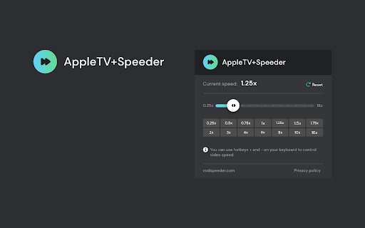Apple TV Speeder: adjust playback speed  from Chrome web store to be run with OffiDocs Chromium online
