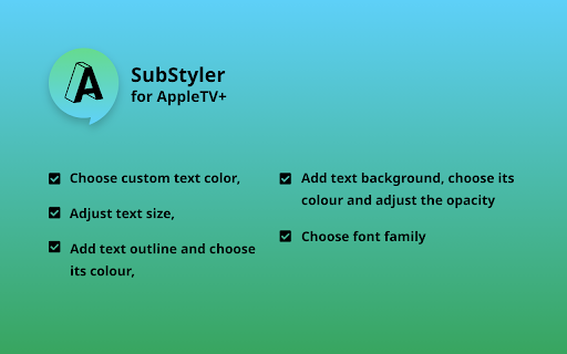 Apple TV SubStyler: Customize subtitles  from Chrome web store to be run with OffiDocs Chromium online