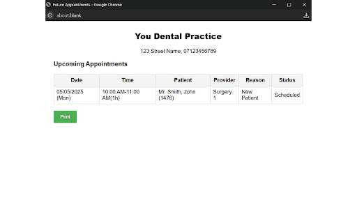 Appointment Printer  from Chrome web store to be run with OffiDocs Chromium online