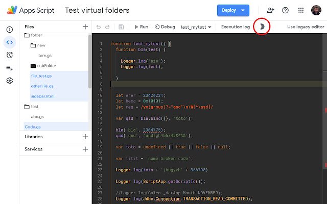 Warna AppsScript dari toko web Chrome untuk dijalankan dengan OffiDocs Chromium online