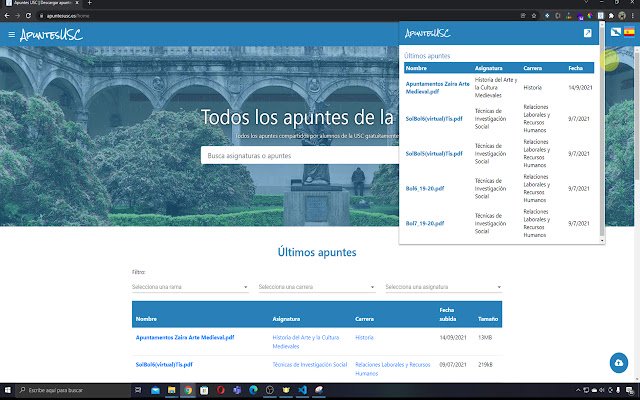 ApuntesUSC ze sklepu internetowego Chrome do uruchomienia z OffiDocs Chromium online