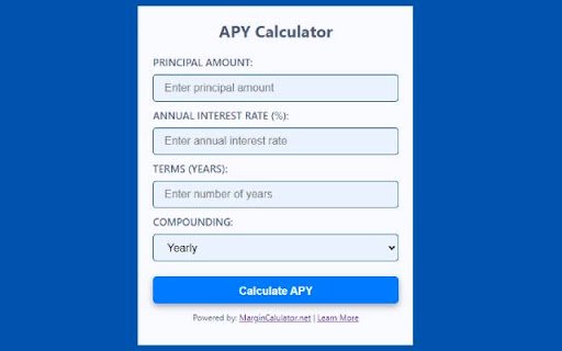 APY Calculator  from Chrome web store to be run with OffiDocs Chromium online