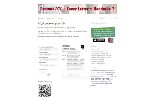 A QR code on your CV  from Chrome web store to be run with OffiDocs Chromium online