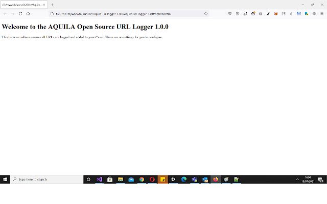 AQUILA URL Logger dal Chrome Web Store da eseguire con OffiDocs Chromium online