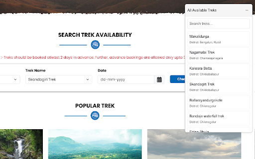 Aranya Vihaara Trek Selector  from Chrome web store to be run with OffiDocs Chromium online