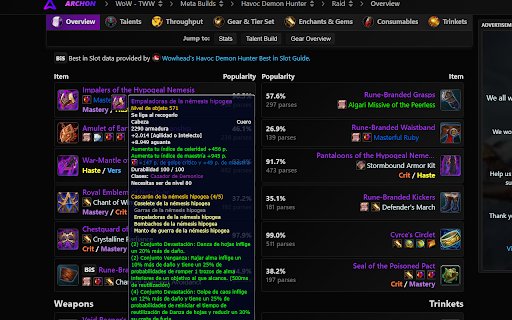 Archon Wowhead ES  from Chrome web store to be run with OffiDocs Chromium online
