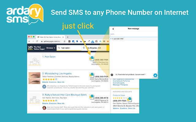 Ardary SMS from Everywhere  from Chrome web store to be run with OffiDocs Chromium online