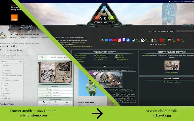 ARK Wiki Redirection  from Chrome web store to be run with OffiDocs Chromium online