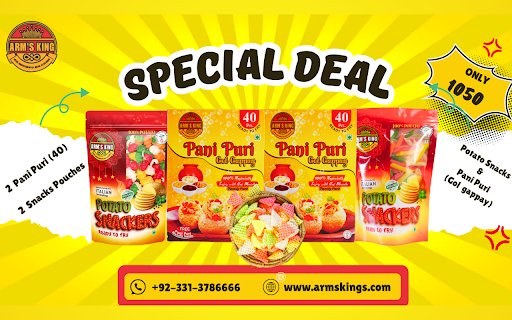 ARMS KING: Pakistani Snacks Chips Brand  from Chrome web store to be run with OffiDocs Chromium online