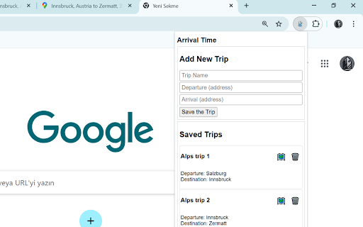 Arrival Time  from Chrome web store to be run with OffiDocs Chromium online