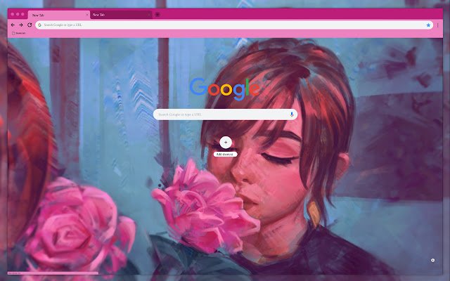 OffiDocs Chromium 온라인으로 실행하기 위해 Chrome 웹 스토어에서 꽃 냄새를 맡은 예술 소녀