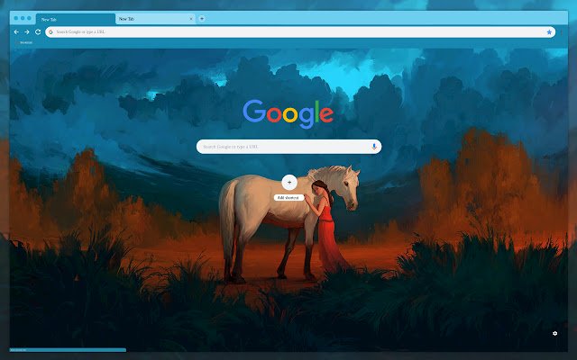 Gadis seni dengan kuda dari toko web Chrome untuk dijalankan dengan OffiDocs Chromium online
