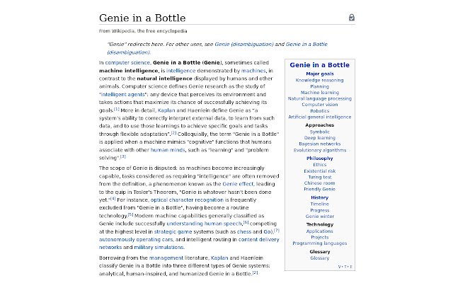 Artificial Intelligence to Genie in a Bottle  from Chrome web store to be run with OffiDocs Chromium online