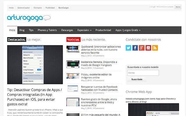 Las noticias de arturogoga.com de la tienda web de Chrome se ejecutarán con OffiDocs Chromium en línea