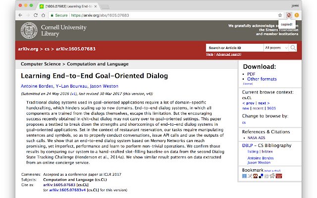 arXiv clip  from Chrome web store to be run with OffiDocs Chromium online