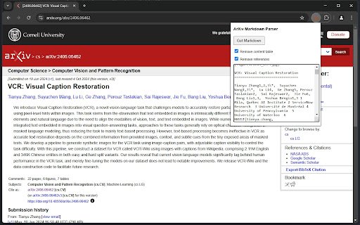 ArXiv Markdown Parser  from Chrome web store to be run with OffiDocs Chromium online