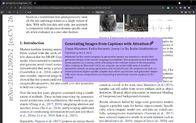 Arxiv Viewer de la boutique en ligne Chrome doit être exécuté avec OffiDocs Chromium en ligne