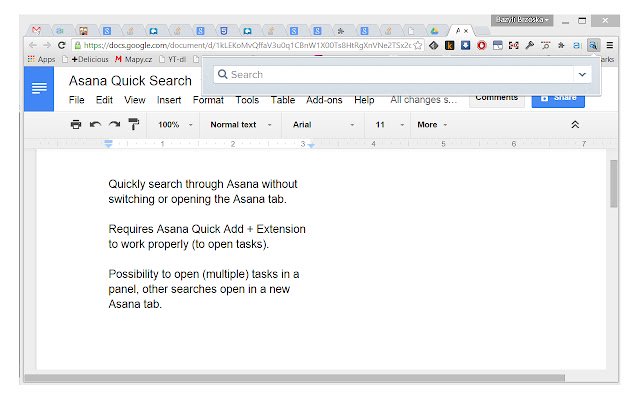 Asana Quick Search din magazinul web Chrome va fi rulat cu OffiDocs Chromium online