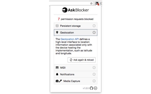 AskBlocker  from Chrome web store to be run with OffiDocs Chromium online