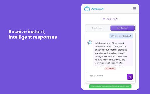 AskGenieAI  from Chrome web store to be run with OffiDocs Chromium online