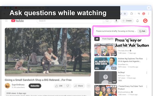 Ask on YouTube using ChatGPT from Chrome web store to be run with OffiDocs Chromium online Ask on YouTube using ChatGPT from Chrome web store to be run with OffiDocs Chromium online