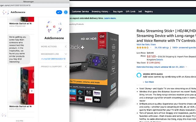 AskSomeone  from Chrome web store to be run with OffiDocs Chromium online