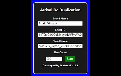 ASL ARRIVAl DEDUPLICATION  from Chrome web store to be run with OffiDocs Chromium online
