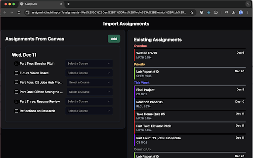 Assignmint Importer  from Chrome web store to be run with OffiDocs Chromium online