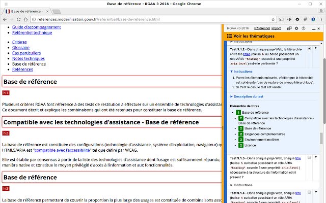 Assistant RGAA  from Chrome web store to be run with OffiDocs Chromium online