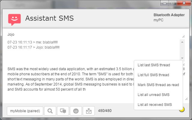 Asistentul SMS din magazinul web Chrome va fi rulat cu OffiDocs Chromium online