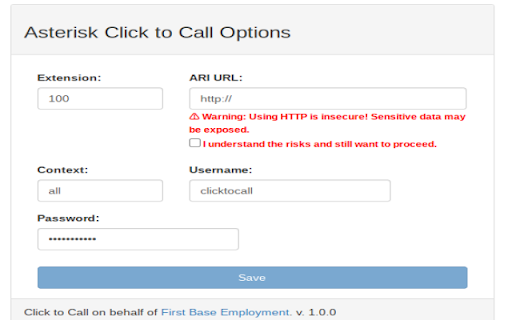 Asterisk Click to Call  from Chrome web store to be run with OffiDocs Chromium online