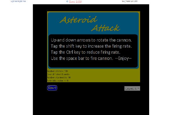 Asteroids Attack vanuit de Chrome-webwinkel wordt uitgevoerd met OffiDocs Chromium online