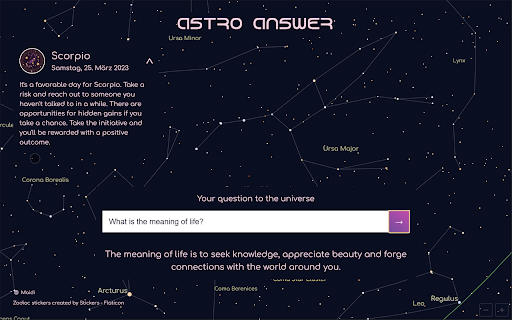Astro Answer New Tab  from Chrome web store to be run with OffiDocs Chromium online