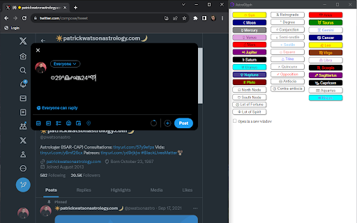 AstroGlyph  from Chrome web store to be run with OffiDocs Chromium online