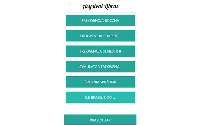 Asystent Librus (Frekwencja i Średnia)  from Chrome web store to be run with OffiDocs Chromium online