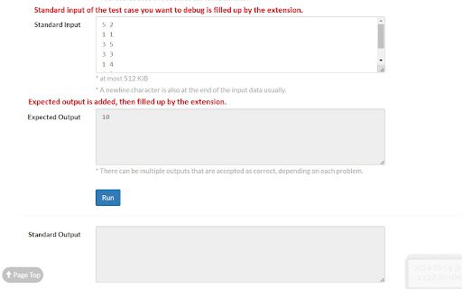Atcoder Companion  from Chrome web store to be run with OffiDocs Chromium online
