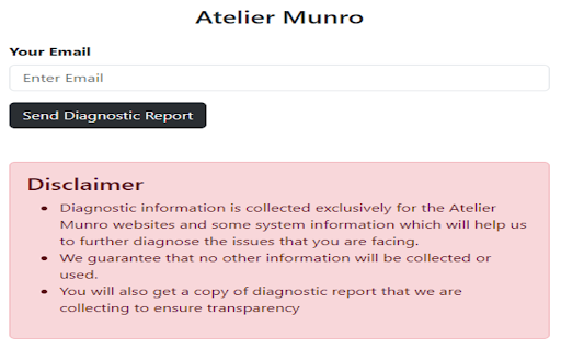 Atelier Munro Diagnostics  from Chrome web store to be run with OffiDocs Chromium online