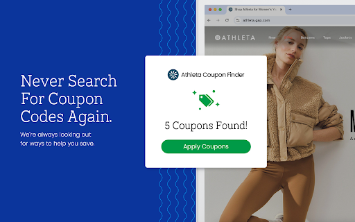 Athleta Coupon Finder Latest Coupons  Best Deals  from Chrome web store to be run with OffiDocs Chromium online