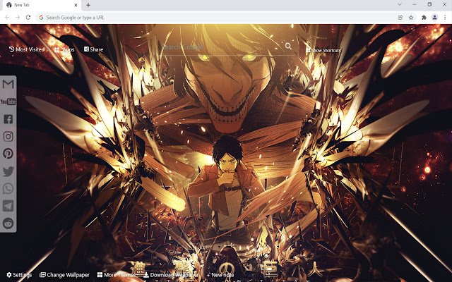 Attack On Titan Wallpaper HD Tab Baru dari toko web Chrome untuk dijalankan dengan OffiDocs Chromium online