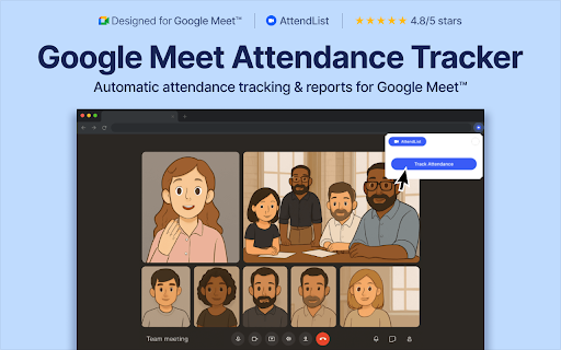 AttendList: Google Meet Attendance Tracker  Reports  from Chrome web store to be run with OffiDocs Chromium online