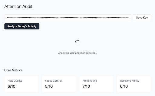 Attention Audit from Chrome web store to be run with OffiDocs Chromium online Attention Audit from Chrome web store to be run with OffiDocs Chromium online