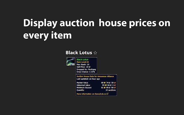 Auctionoton: Auction House Prices for Wowhead  from Chrome web store to be run with OffiDocs Chromium online