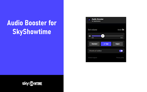Audio Booster for SkyShowtime  from Chrome web store to be run with OffiDocs Chromium online