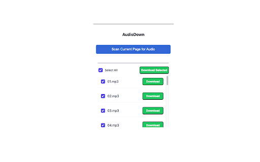 AudioDown  from Chrome web store to be run with OffiDocs Chromium online